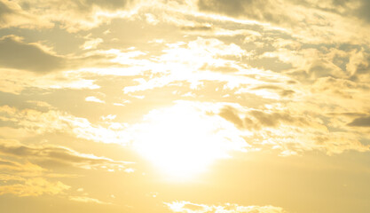 Wall Mural - Sunset sky. Abstract nature background. Dramatic blue with orange colorful clouds in twilight time.