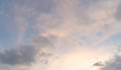 Wall Mural - Sunset sky. Abstract nature background. Dramatic blue with orange colorful clouds in twilight time.