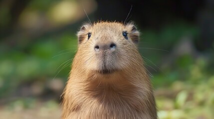 Wall Mural - A chubby baby capybara with a relaxed expression