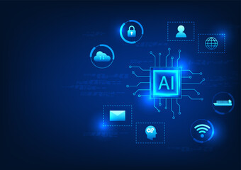 Fototapete - Microchip technology that has an artificial intelligence system to learn and process the work of the system To be suitable for users of AI chips connected to the software