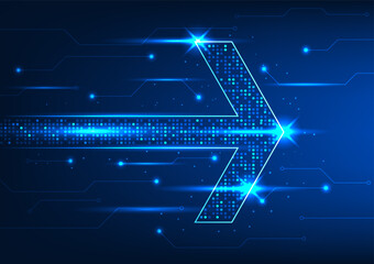 Fototapete - Arrow technology background, arrow connected to technology It shows the rapid development and growth of technology in both learning and industries that use technology.
