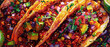 Close-up of a spicy taco vibrant dot digital art