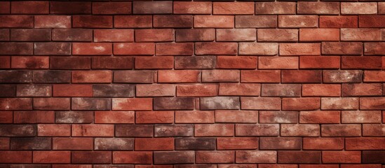 Canvas Print - A detailed closeup of a rectangular red brick wall showcasing the intricate brickwork pattern, shades of brown, and symmetrical layout created by a skilled bricklayer