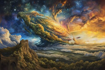 Creation of heaven and earth great art. Generative AI