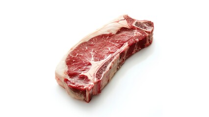 Wall Mural - picture of raw dry aged new york steak on clean white background