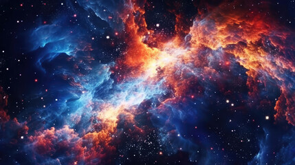Wall Mural - Galaxies Adorned with Bright Stars and Orbiting Planets