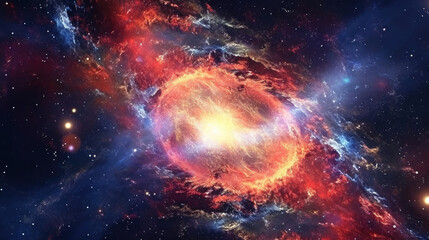 Wall Mural - Galaxies Adorned with Bright Stars and Orbiting Planets