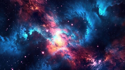 Wall Mural - Galaxies Adorned with Bright Stars and Orbiting Planets