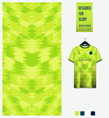 Wall Mural - Fabric textile pattern design for soccer jersey, football kit, sport t-shirt mockup for football club. Uniform front view. Geometric pattern for sport background. Fabric pattern.