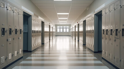 Contemporary School Corridor with Modern Lockers