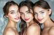 © Eric - A photo of three young, pretty, happy women with a close-up face shot in the studio.
