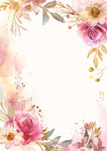 Flower Frame Pink Flowers Template Layout Large Vertical Blank Spaces Three Quarter Notes List Wilted Clipboard City Old Parchment Profile Battlefield Background