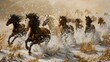 horses running snow field tall grass swiping brushwork extremely oil native computer lucky sequence swarm hunted