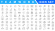 Business people line icons set. Businessman outline icons collection. Teamwork, human resources, meeting, partnership, meeting, work group, success, resume - stock vecto