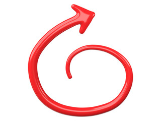Poster - 3D Red Curved Arrow Isolated on transparent background.