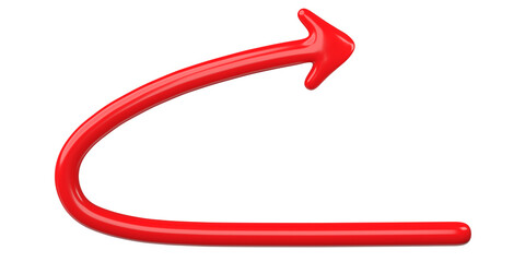 Poster - 3D Red Curved Arrow Isolated on transparent background.