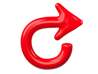 Poster - 3D Red Curved Arrow Isolated on transparent background.