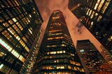 city building skycraper at night