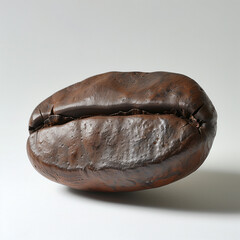 Close-up of roasted brown coffee beans scattered on a rustic wooden table