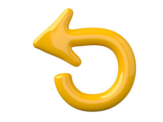Poster - 3D Yellow Curved Arrow Isolated on transparent background.