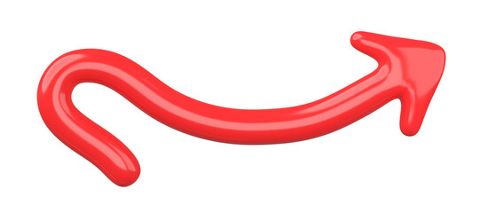 Poster - 3D Red Curved Arrow Isolated on transparent background.