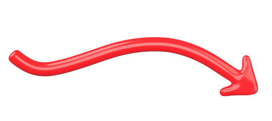 Poster - 3D Red Curved Arrow Isolated on transparent background.
