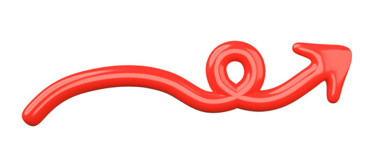 Poster - 3D Red Curved Arrow Isolated on transparent background.