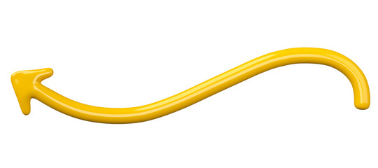 Poster - 3D Yellow Curved Arrow Isolated on transparent background.