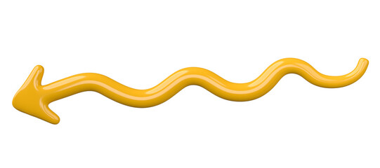 Poster - 3D Yellow Curved Arrow Isolated on transparent background.