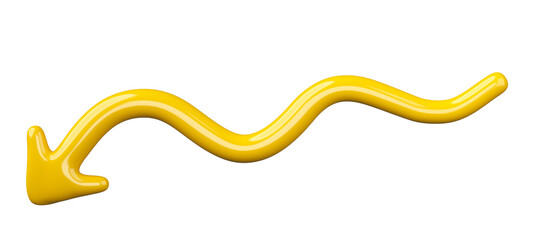 Poster - 3D Yellow Curved Arrow Isolated on transparent background.