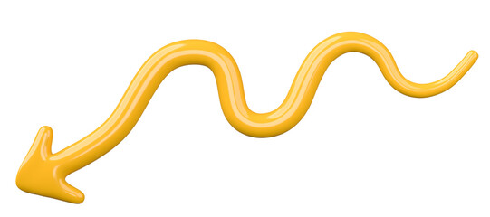 Poster - 3D Yellow Curved Arrow Isolated on transparent background.