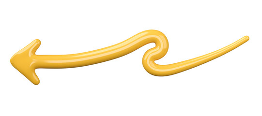 Poster - 3D Yellow Curved Arrow Isolated on transparent background.