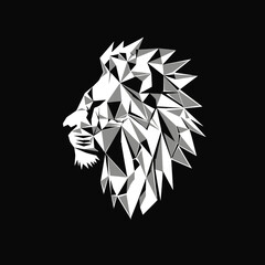 Wall Mural - Low Poly Monochrome Lion Head