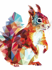 Sticker - squirrel in geometric polygons style