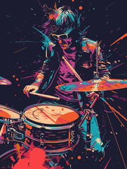 Wall Mural - Drummer of a Band Illustration