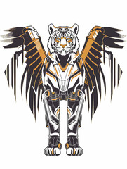 Wall Mural - Tiger with Wings Mechanical Vector 