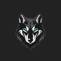 Wall Mural - Blue eyes wolf Logo