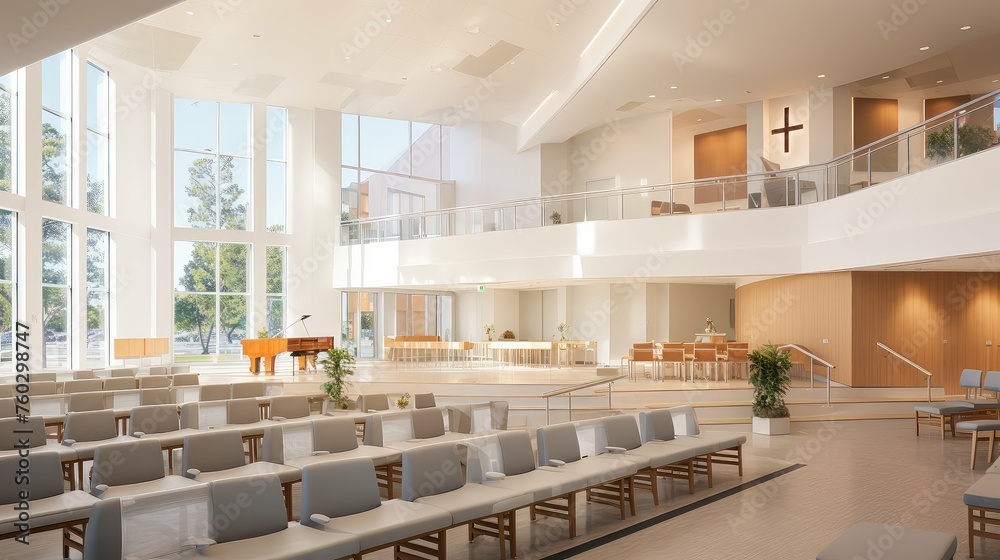 design modern church building illustration worship community, space ...