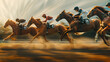 galloping race horses in racing competition