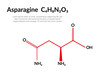Asparagine (Asn or N) amino acid, molecular structural chemical formula
