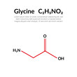 Glycine (symbol Gly) C2H5NO2 amino acid, molecular structural chemical formula,