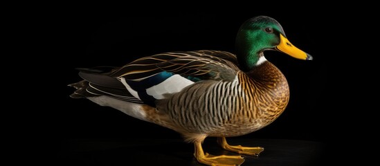 Wall Mural - Graceful Duck Posing Majestically on Reflective Black Surface