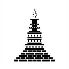 Canvas Print - Brick Chimney Icon, Smoke, Roof Chimney