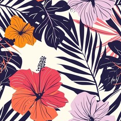 Hawaiian graphics Hawaiian shirt, Seamless pattern For clothing and decorative work generative ai art