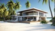 palm island bungalow building illustration hut thatch, retreat eco, friendly seclusion palm island bungalow building