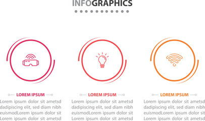 Wall Mural - Vector business template for presentation. Timeline infographic design element and number options. Business concept with 3 steps. Can be used for workflow layout, diagram, annual report, web design.