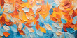 Abstract beautiful orange and blue leaf shaped brush strokes background