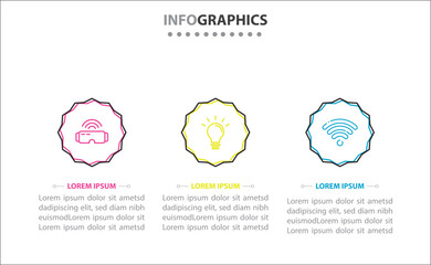 Vector business template for presentation. Timeline infographic design element and number options. Business concept with 3 steps. Can be used for workflow layout, diagram, annual report, web design.