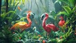 Artistic low poly backdrop showcases geometric animals in vibrant ecosystem