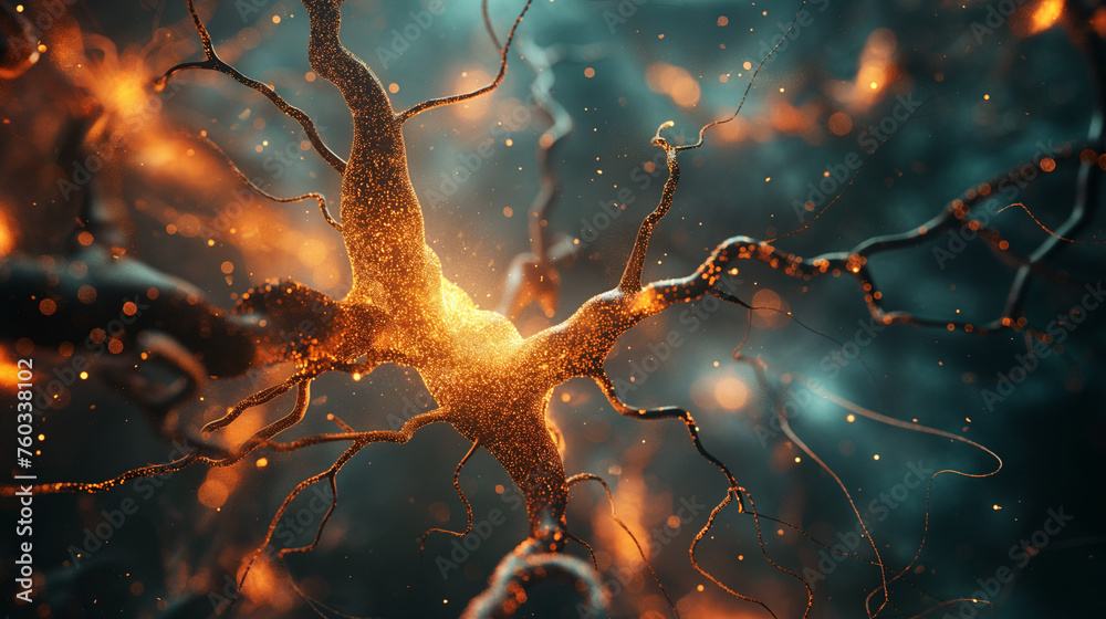 Inside the brain and human body. Concept of neurons and nervous system ...